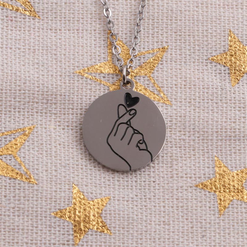 Wholesale Round Pendant Stainless Steel Clavicle Chain Personality Hip Hop