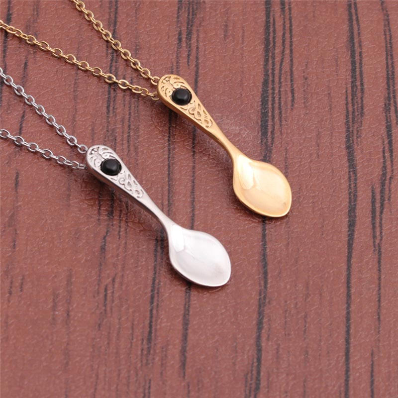 Wholesale Fashionable Simple Titanium Steel Spoon Pendant Necklace