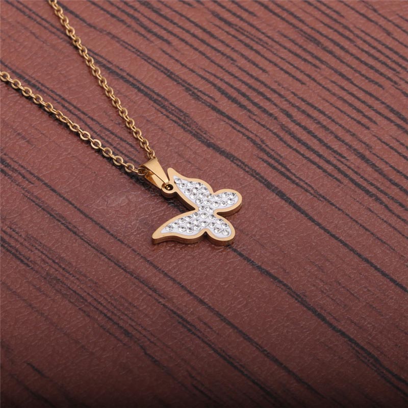Titanium Steel Fashion Simple Stainless Steel Butterfly Pendant Necklace Manufacturer