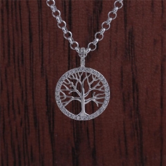 Titanium Steel Pendant Necklace Rhinestone Tree Of Life Heart Shape Manufacturer