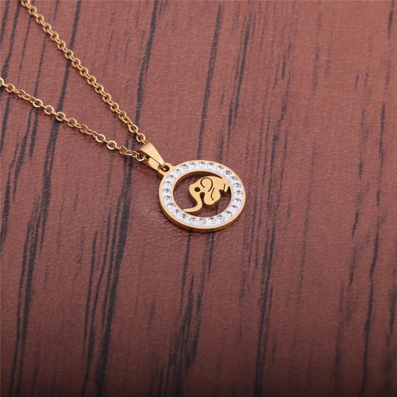 Personalized Retro Elephant Necklace Fashion Round Zircon Pendant Manufacturer