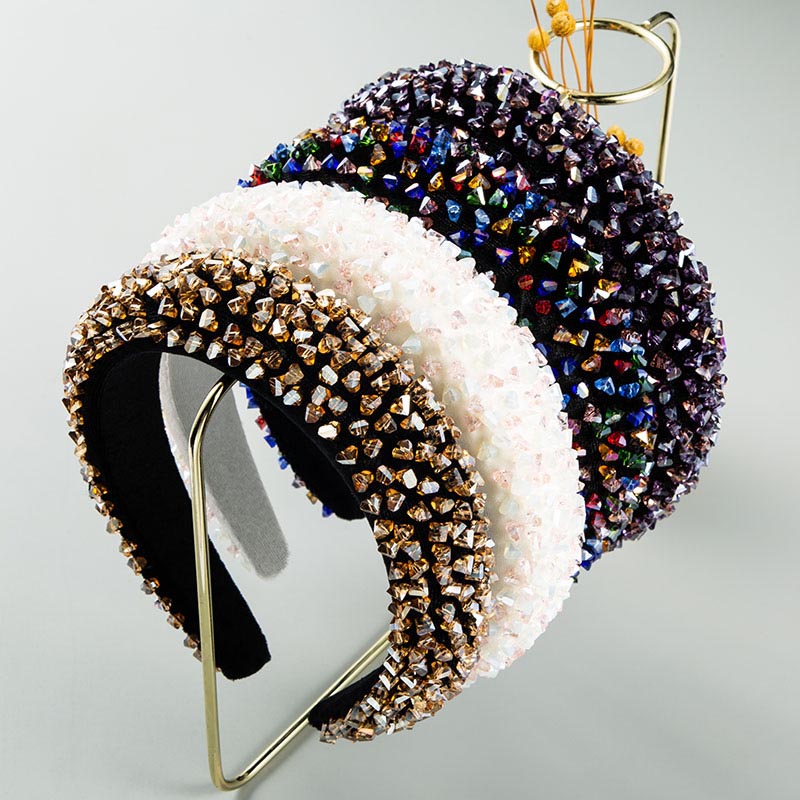 Heming Baroque Color Crystal Headband Hand-stitched Thin Sponge Headband Manufacturer