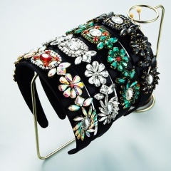 Baroque Style Retro Christmas Wide-sided Stained Glass Drill Headband Manufacturer