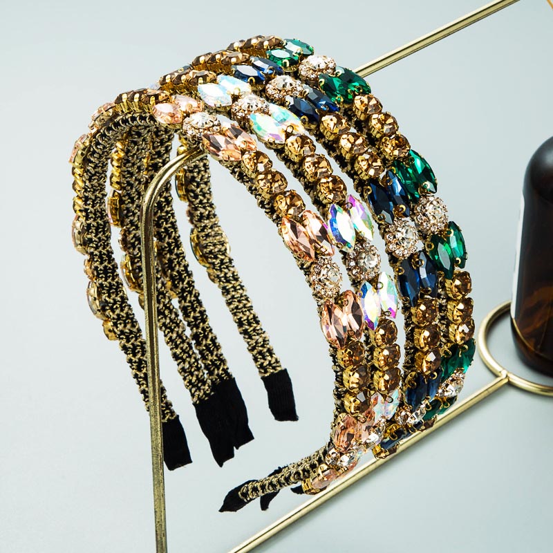 Style Geometric Glass Diamond Personality Thin Side Headband Manufacturer