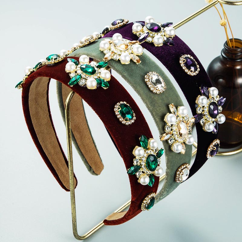 Fashion Flower Alloy Diamond Pearl Headband Baroque Manufacturer