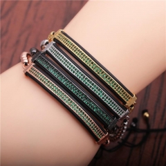 Titanium Steel Bracelet Green Zirconium Mixed Color Chain Woven Adjustable Men's Suit Manufacturer