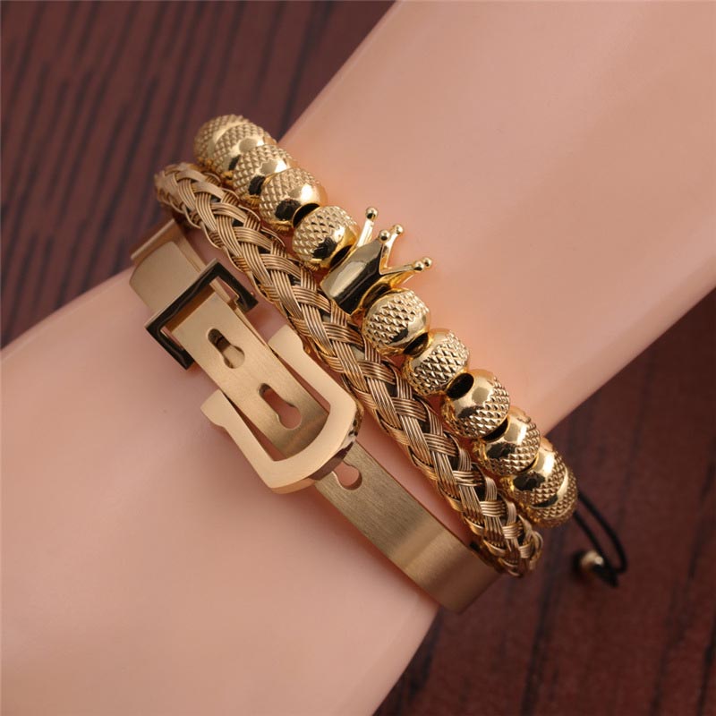 Titanium Steel Twist Open Bracelet Crown Braided Bracelet Set Manufacturer