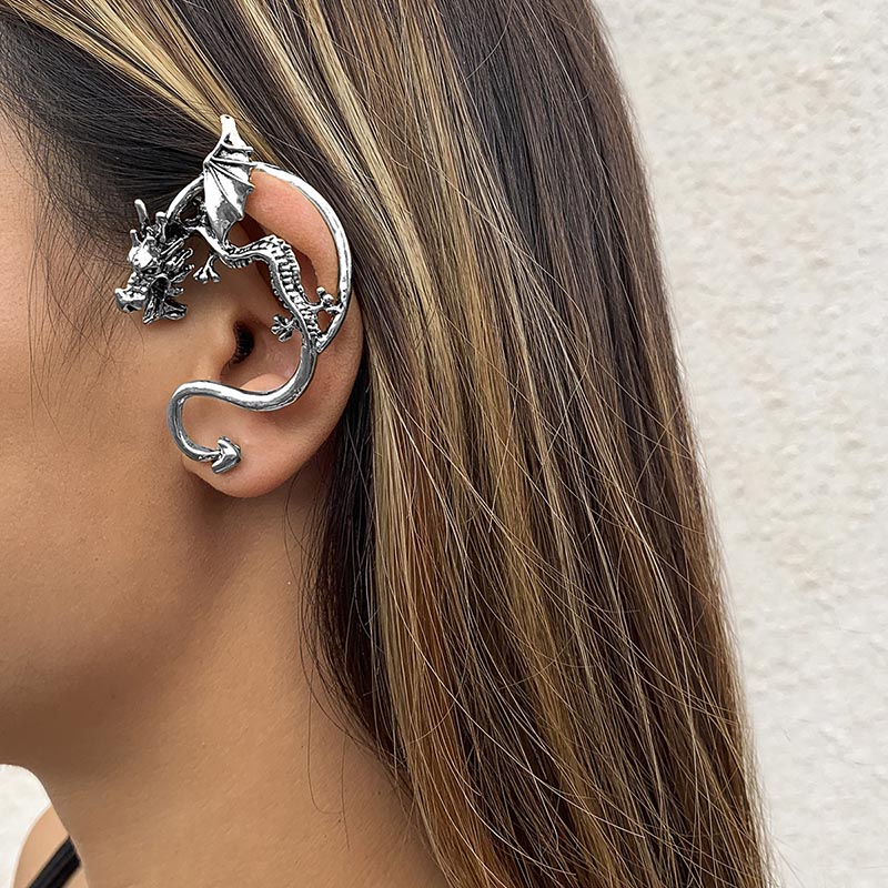 Retro Personality Dragon-shaped Earrings Fashion Geometric Alloy Ear Bone Clip Distributor