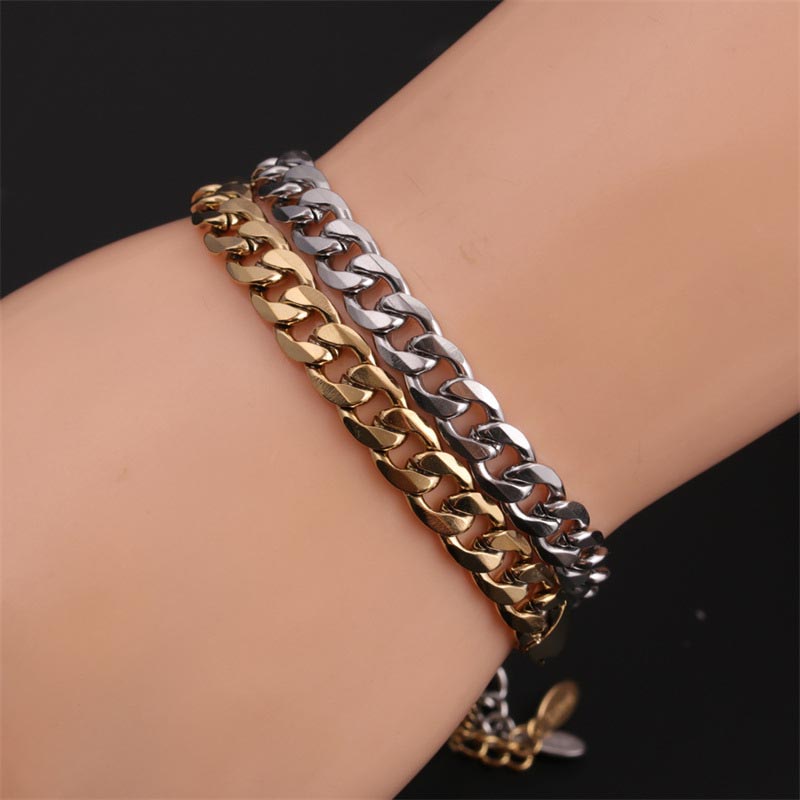 Wholesale Titanium Steel Roman Alphabet Hip Hop Chain Bracelet Set