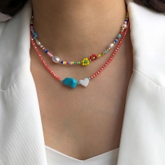 Wholesale Explosive Double Layer Crystal Bead Necklace Turquoise Resin
