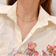 Wholesale Korean Autumn Models Design Sense Of Crystal Color Necklace Collarbone Chain