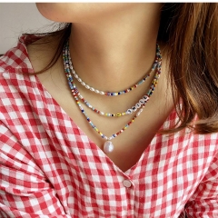 Wholesale Korean Autumn And Winter Pearl Color Beads Long French Sweater Chain