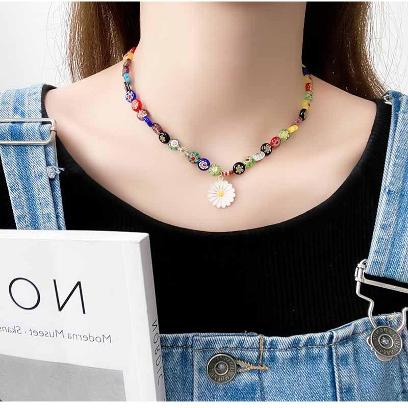 Wholesale Korean Colorful Glazed Necklace Design Sense Of Personality Collarbone Chain