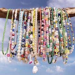 Wholesale Japanese Retro Simple Colorful Resin Collarbone Chain Sun Flower Pearl