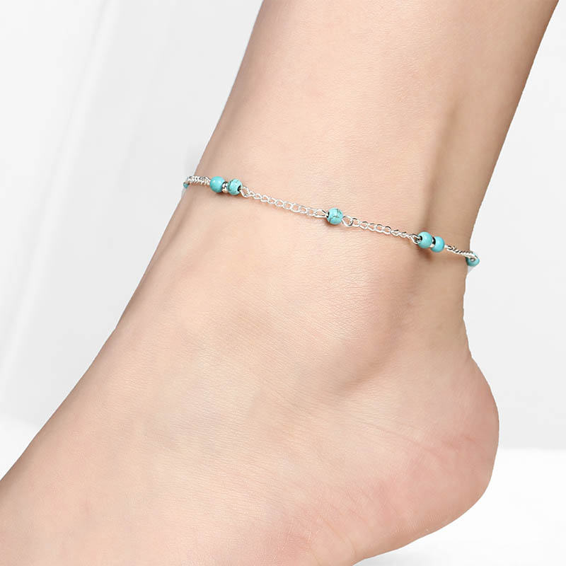 Wholesale Personalized Fashion Handmade Beaded Turquoise Anklet