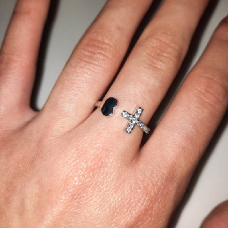 Rhinestone Cross Creative Simple Open Ring Distributor