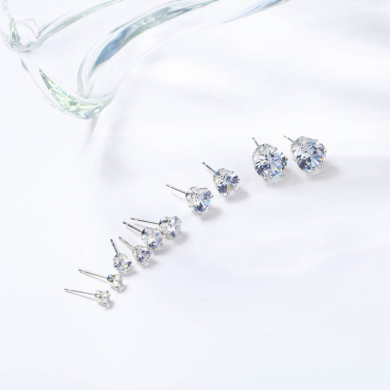 Wholesale Six Prong Stud Earrings Fashion Color Zircon Earrings