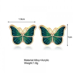 Dark Green Butterfly Earrings Creative Simple Retro Distributor