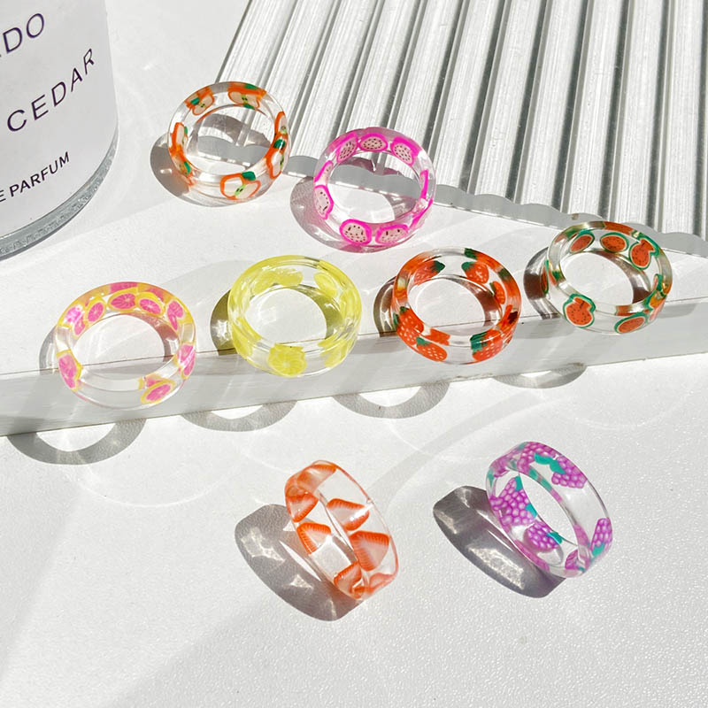 Wholesale Creative Personality Summer Fruit Resin Ring