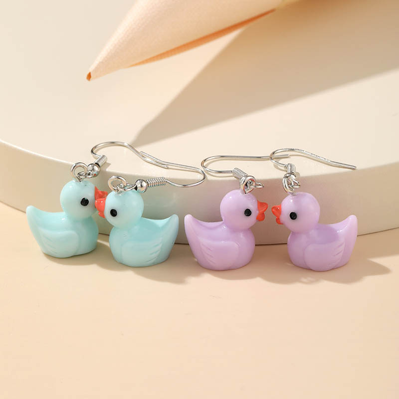 Resin Cartoon Animal Duck Earrings Creative Cute Earrings Distributor