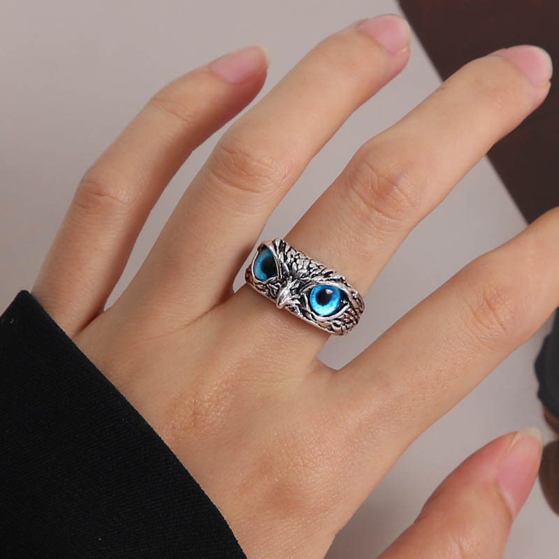 Retro Blue Eye Owl Open Ring Creative Adjustable Distributor