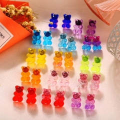 Wholesale Colorful Jelly Bear Candy Color Earrings Creative Retro Simple