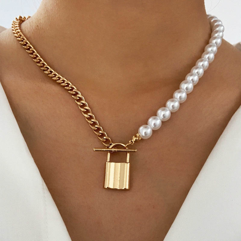 Wholesale Style Chain Clavicle Chain Creative Retro Metal Artificial Pearl