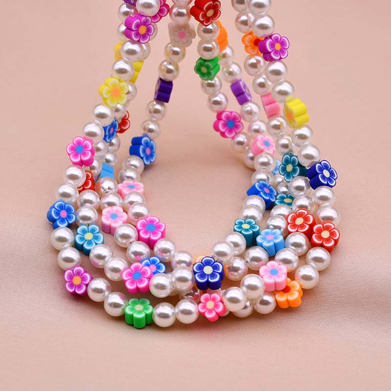 Wholesale Trend Clavicle Chain Colorful Soft Pottery Daisy Pearl Necklace