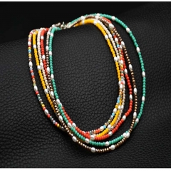 Wholesale Multi-layer Colorful Crystal Necklace Pearl
