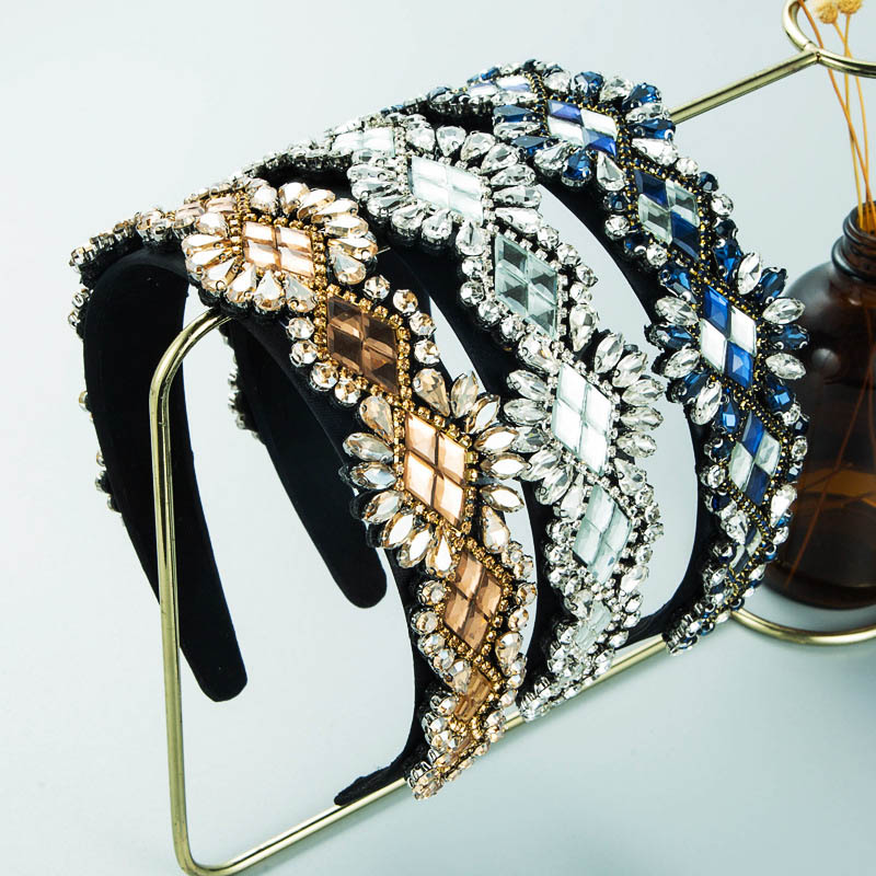 Baroque Fashion Super Flash Rhinestone Glass Diamond Splicing Headband Distributor