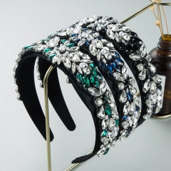 Autumn And Winter Fashion Baroque Colorful Rhinestone Headband With Wide Edge Distributor