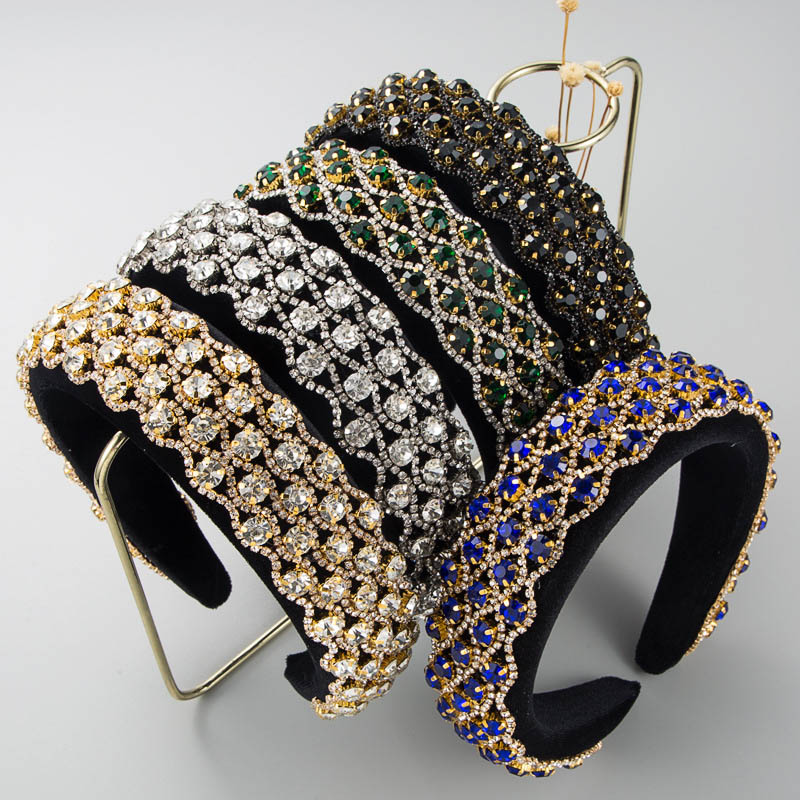 Velvet Fabric Thickened Sponge With Rhinestones Fashion Beautiful Prom Hair Bands Distributor