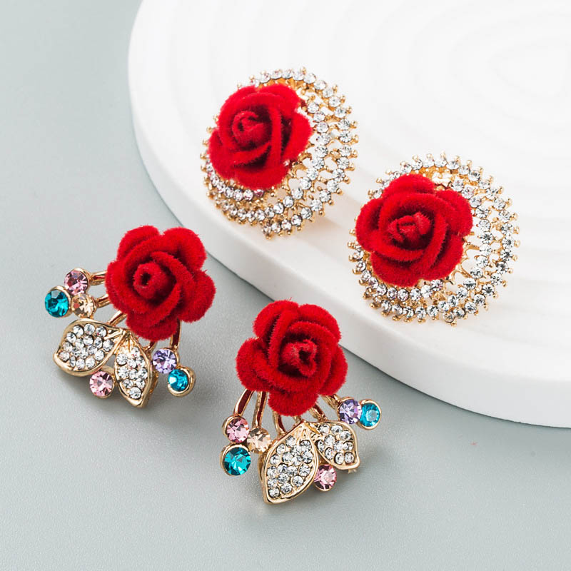 Fashion Roses Alloy With Diamonds Earrings Distributor