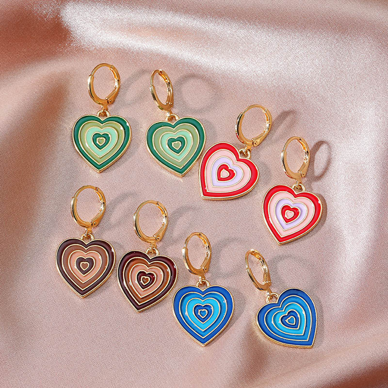 Colorful Oil Drip Love Earrings Personalized Peach Heart Earrings Earrings Jewelry Distributor