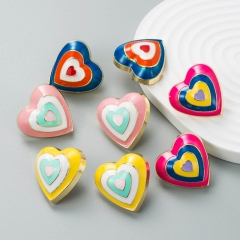 Sweet And Lovely Alloy Oil Drip Love-shaped Exaggerated Earrings Distributor