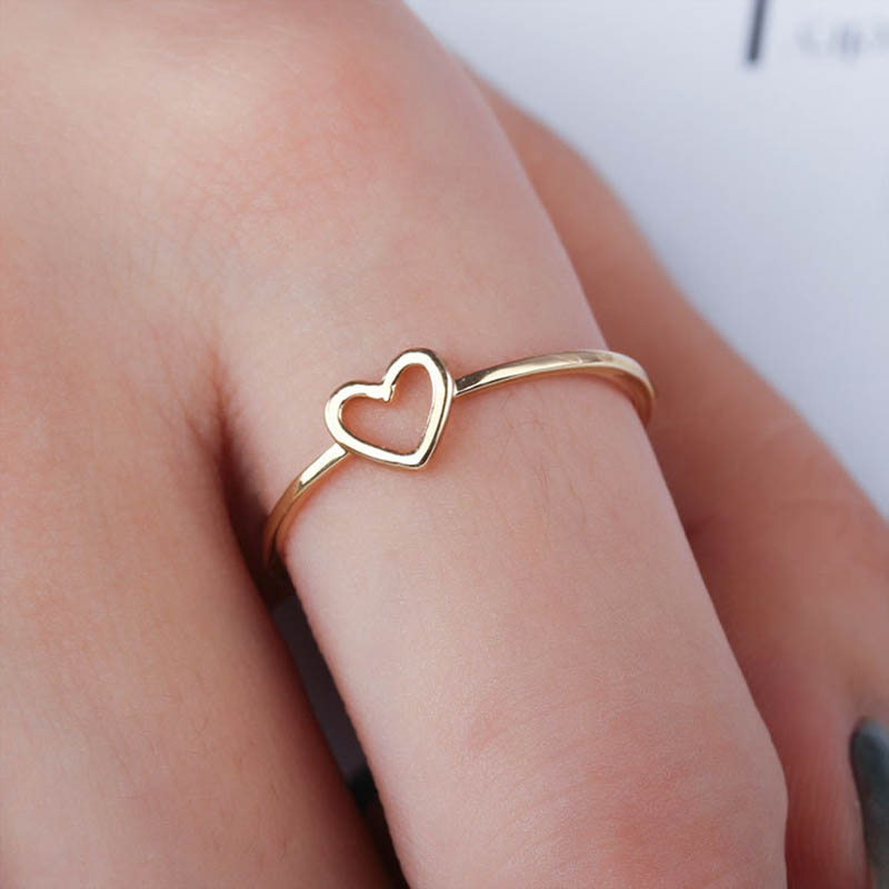 Simple Hollow Out Love Heart Heart-shaped Ring Finger Ring Distributor