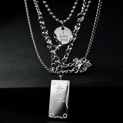 Wholesale Double Stacked Stainless Steel Necklace Pendant Fashion