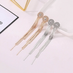 Fashion Crystal Claw Chain Diamond Sun Flower Long Tassel Earrings Distributor