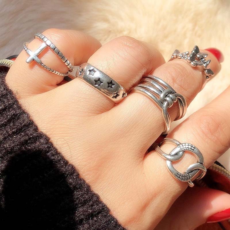 Wholesale Design Open Ring Tide Retro Couple Finger Ring Personality Cross