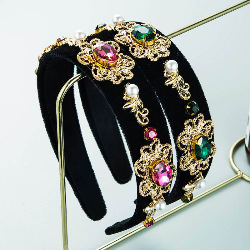 Hair Bands Baroque Headband Female Gold Velvet Cloth Pearl Hair Accessories Manufacturer