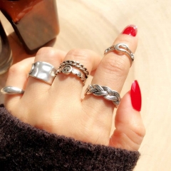 Wholesale Personalized Ring Hollow Retro Silver-plated Exaggerated Finger Ring