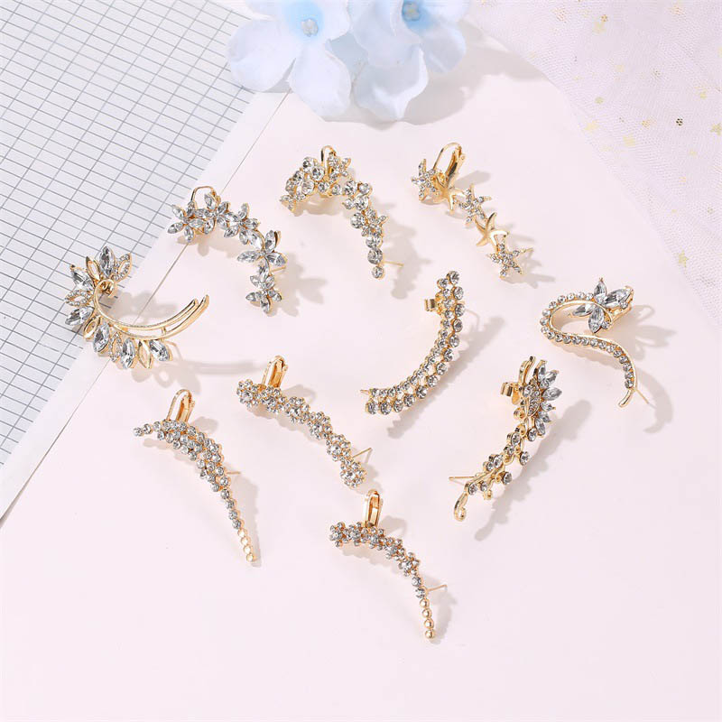 Temperament Full Of Diamonds Butterfly Flowers Single Crystal Ear Clips Ear Hangings Distributor