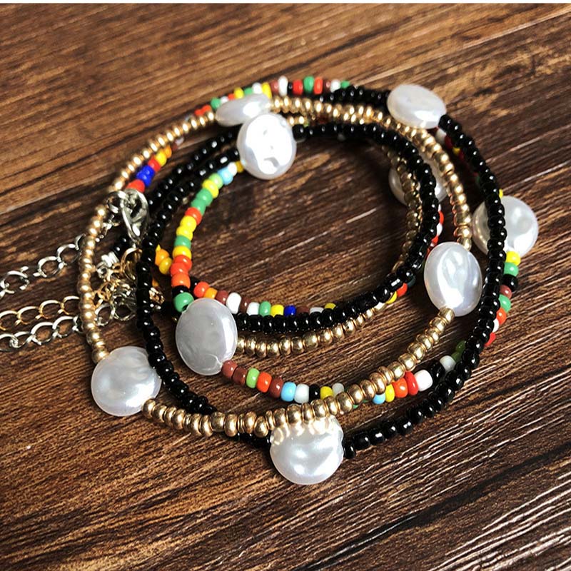 Wholesale Multi-layer Pearl Necklace Fashion Colorful Resin Collarbone Chain Short Section