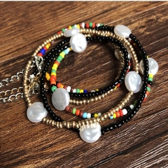 Wholesale Multi-layer Pearl Necklace Fashion Colorful Resin Collarbone Chain Short Section