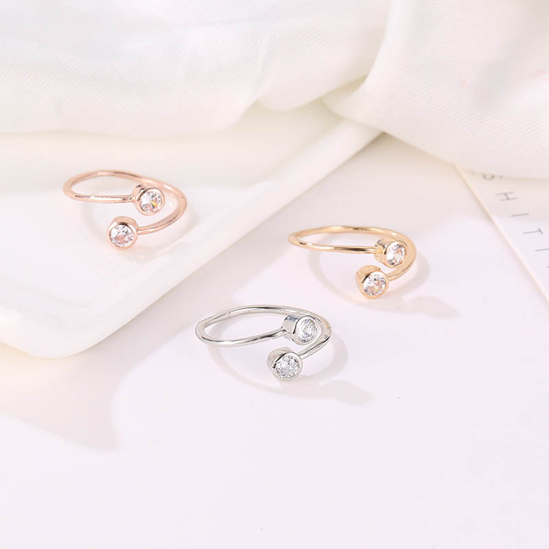 Fashion Copper With Zirconia Personality Double Diamond Open Finger Ring Manufacturers Distributor