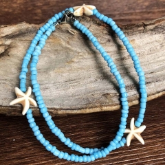 Wholesale Personalized Starfish Pendant Beaded Short Necklace Bohemian