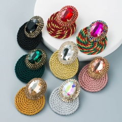 Colorful Diamond Handmade Woven Earrings Oval Rhinestone Earrings Manufacturer