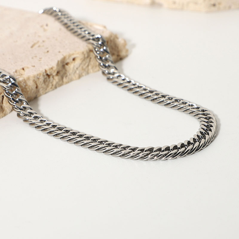 Titanium Steel Necklace Thick Cuban Chain Stainless Steel Hip Hop Double Layer Distributor