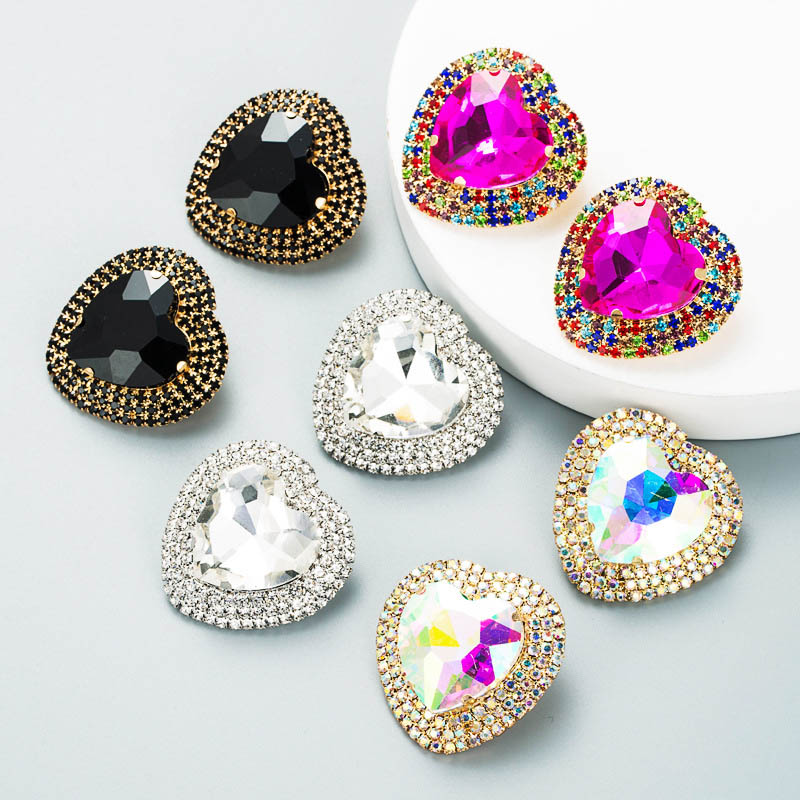 Alloy With Diamonds Love-shaped Diamond Earrings Stud Manufacturer