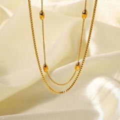 Selling Stainless Steel Oval Double Layer Necklace Jewelry Women Supplier